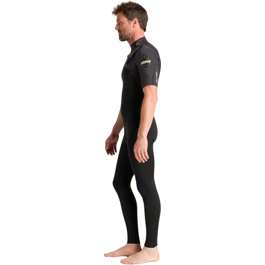 2026 C-Skins Da Uomo NuWave Session Lite 2/2mm Chest Zip Short Arm Muta C-NSEL22SAM - Black / Meteor